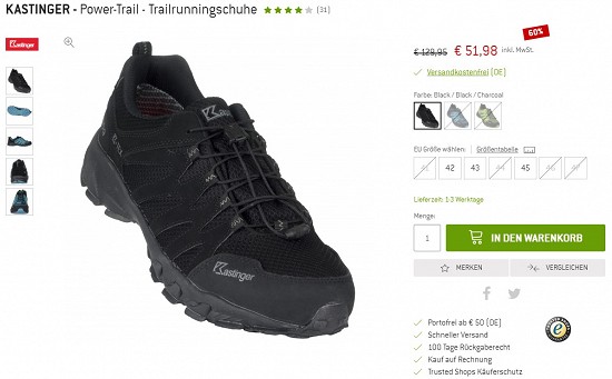 Kastinger - Power-Trail - Trailrunningschuhe 51,98€ - 60% weniger