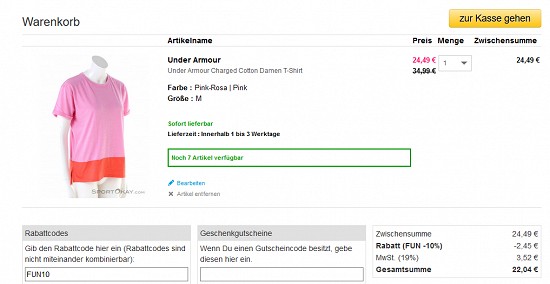 Under Armour bei sportokay mindestens 30% reduziert