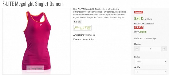 F-Lite Megalight Singlet Damen 9,95€ - 75% günstiger