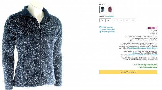 Vaude Melbur Jacket Damen Sweater 36,00€ - 70% reduziert