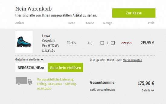 20% Extra-Rabatt auf Wander- und Bergschuhe bei sport-schuster