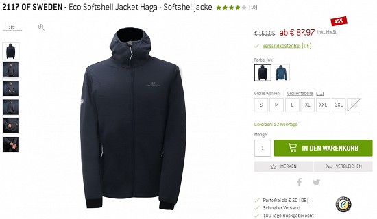 2117 of Sweden - Eco Softshell Jacket Haga - Softshelljacke 79,98€- 50% gespart