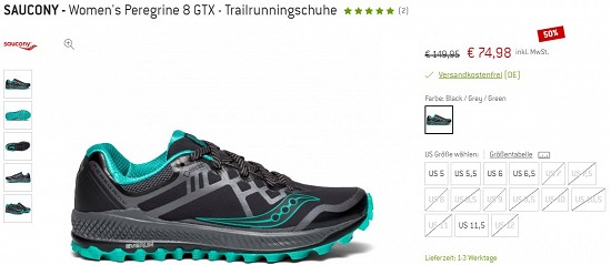 Saucony - Women's Peregrine 8 GTX - Trailrunningschuhe 74,98€ - 50% Ersparnis