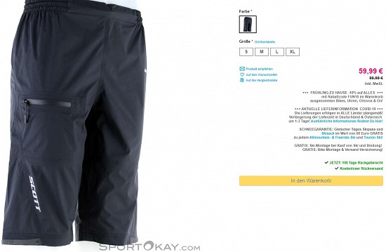 Scott Trail MTN DRYO 50 Short Herren Outdoorshort 59,99€ - 40% billiger