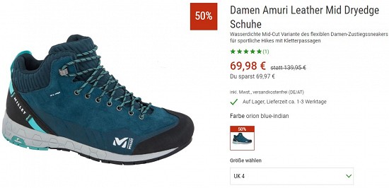 Millet Damen Amuri Leather Mid Dryedge Schuhe 69,98€ - 50% gespart