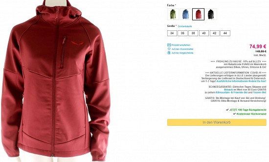 Salewa Puez PL W FZ Hoody Damen Outdoorjacke 74,99€ - 50% Ersparnis