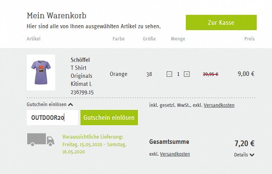 20% Extra-Rabatt auf Wander- und Urban Outdoor-Artikel bei sport-schuster