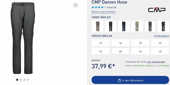 CMP Damen Hose 37,99€ - 26% Ersparnis