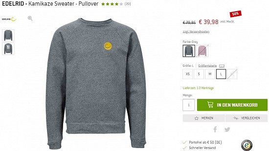 Edelrid- Kamikaze Sweater - Pullover 39,98€ - 50% reduziert