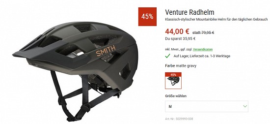 Bergzeit Hammerangebot - Smith Venture-Radhelm für 44€ - jetzt 45% reduziert