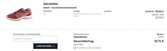 Bis zu 20% on top auf ausgewählte Schuhe bei sportscheck - nur noch bis morgen!