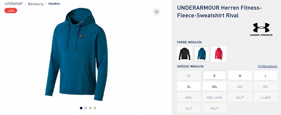 Deal of the Day: Under Armour Sweatshirt Rival-Hoodie für Herren für 29,99€ - heute 40% reduziert