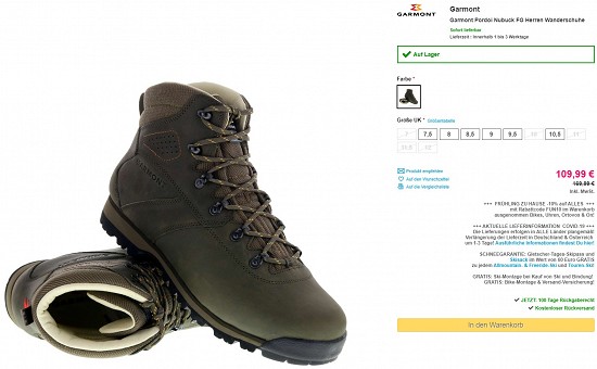 Garmont Pordoi Nubuck FG Herren Wanderschuhe 109,99€ - 35% gespart