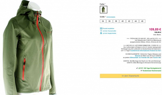 Vaude Rokua Jacket Damen Outdoorjacke 109,89€ - 30% reduziert