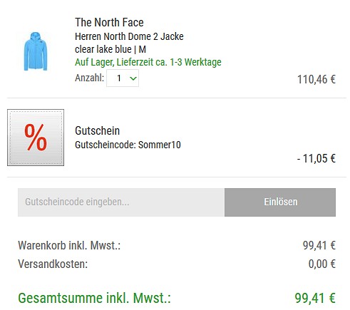 10% Extra-Rabatt auf Herrenjacken und T-Shirts bei bergzeit