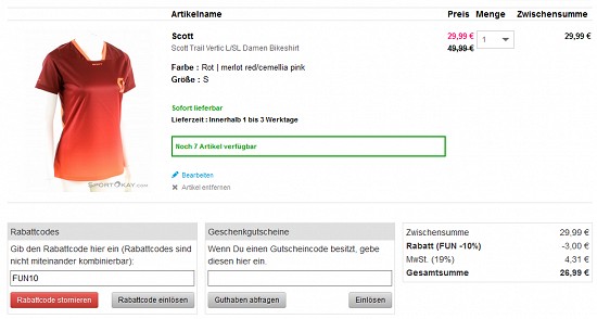 Bis zu 50% Rabatt auf Bikebekleidung bei sportokay