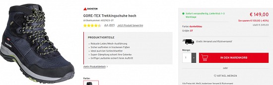 Verschiedene Trekkingschuhe von Dachstein bis zu 58% reduziert bei vorteilshop