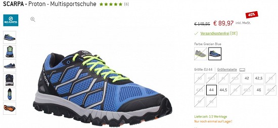 Scarpa - Proton - Multisportschuhe 89,97€ - 40% günstiger