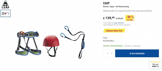 Klettersteigsets bis zu 30% reduziert bei sportler