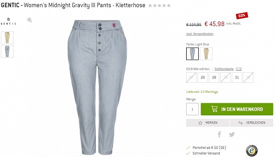 Gentic - Women's Midnight Gravity III Pants - Kletterhose 45,98€ - 60% weniger