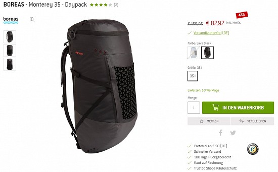 Boreas - Monterey 35 - Daypack 87,97€ - 45% Ersparnis