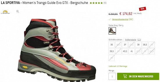 La Sportiva - Women's Trango Guide Evo GTX - Bergschuhe 174,82€ - 35% Ersparnis