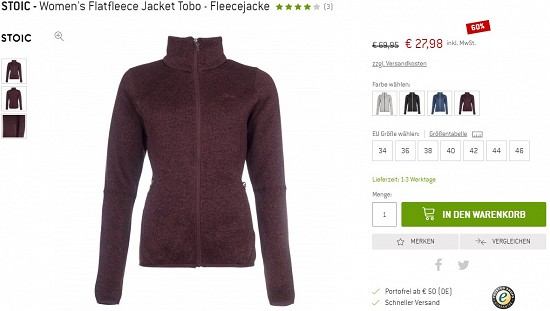 Stoic - Women's Flatfleece Jacket Tobo - Fleecejacke 27,98€ - 60% billiger