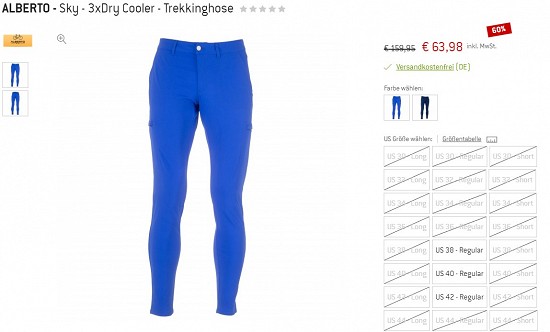 Alberto - Sky - 3xDry Cooler - Trekkinghose 63,98€ - 60% billiger