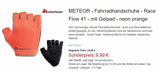 Meteor - Fahrradhandschuhe 9,99€ - 59% reduziert