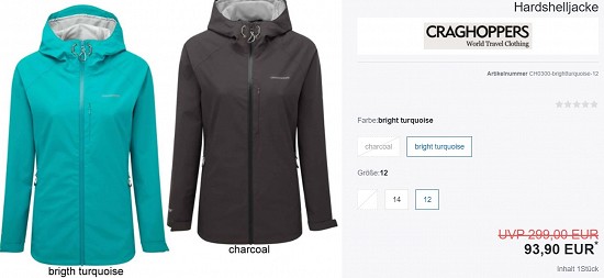 Craghoppers Sienna Gore-Tex Jacke - Hardshelljacke 93,90€ - 69% Ersparnis