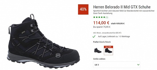 Hammerangebot Hanwag Wanderschuhe 40% reduziert