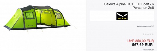 Salewa Alpine HUT III+III Zelt - 6 Personen Zelt 567,69€ - 33% billiger