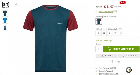 Supernatural - Movement Tee - Funktionsshirt 41,97€ - 40% gespart