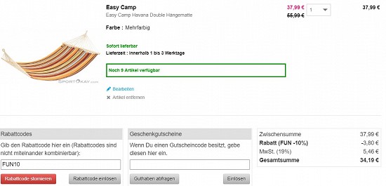 Hängematten bei sportokay - Rabatte von bis zu 32%