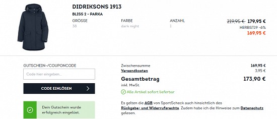 10€ geschenkt bei sportscheck.com - nur kurze Zeit