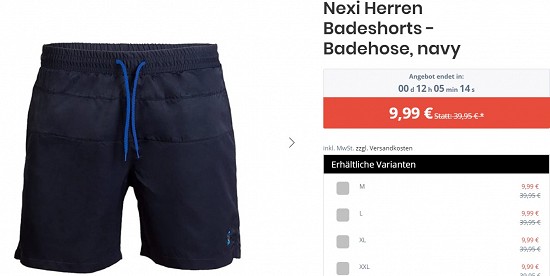 Nexi Herren Badeshorts - Badehose 9,99€ - 72% gespart