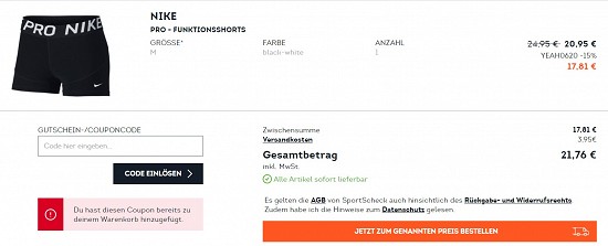 Bis zu -15% auf reduzierte Textilien bei bei sportscheck