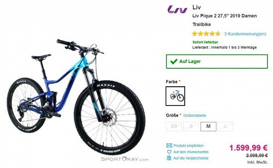 31% Rabatt auf Bikes bei sportokay