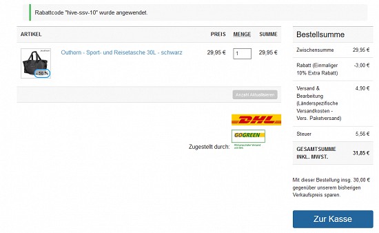 10% Extra-Rabatt auf alles bei hive-outdoor.com - nur heute