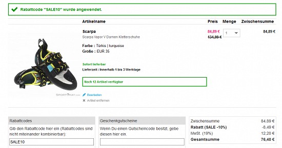 Ausgewählte Scarpa-Schuhe bis zu 47% reduziert bei sportokay