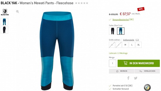 Black Yak - Women's Mewati Pants - Fleecehose 87,97€- 45% reduziert