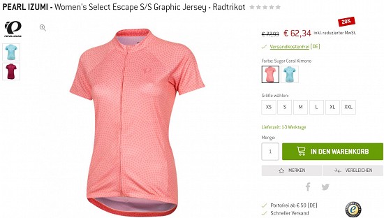 Pearl Izumi - Women's Select Escape S/S Graphic Jersey - Radtrikot 62,34€ - 20% gespart