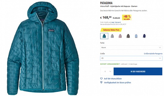 Ausgewähltes von Patagonia bis zu 40% reduziert bei sportler