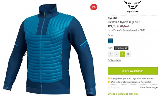 Dynafit Elevation Hybrid M Jacket 119,95€ - 37% reduziert