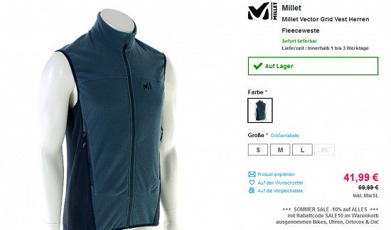 40% Rabatt auf Ausgewähltes von Millet bei sportokay