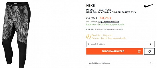 NIKE Phenom - Laufhose Herren 50,95€ - 40% günstiger