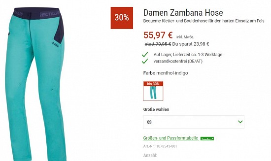 Directalpine Damen Zambana Hose 55,97€ - zwischen 20-30 % reduziert