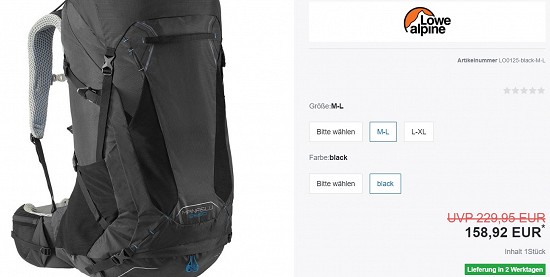 Lowe Alpine Manaslu Trekkingrucksack 158,92€ - 31% billiger