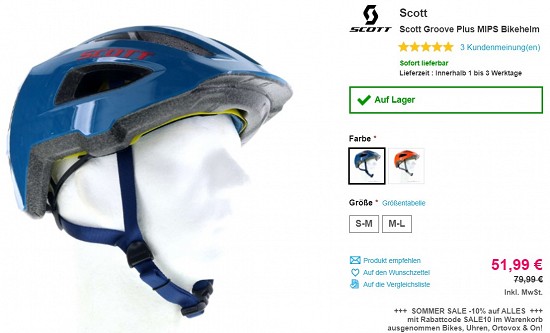 Scott Groove Plus MIPS Bikehelm 51,99€ - 35€% gespart