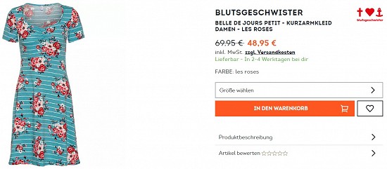 Blutsgeschwister Belle de Jours Petit - Kurzarmkleid 48,95€ - 30% reduziert